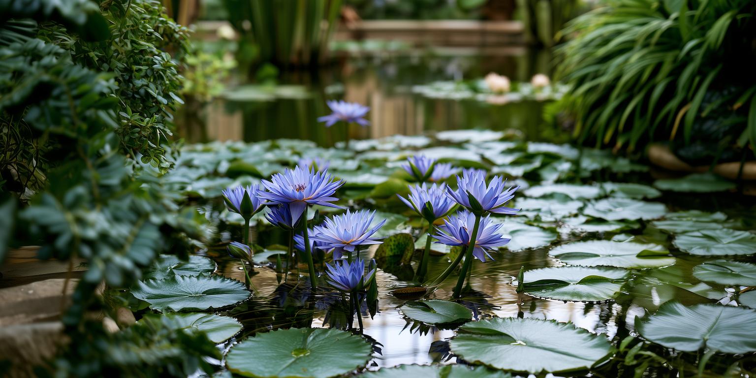 Die Nymphaea caerulea, pur und in voller Entfaltung (hero image)