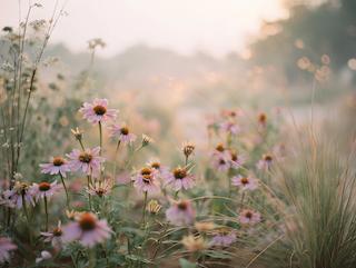 The Echinacea purpurea, pure and in full growth