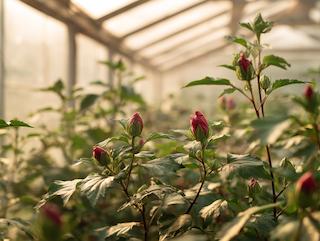 Die Hibiscus sabdariffa, pur und in voller Entfaltung